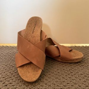 Lucky Brand Leather & Cork Wedges Sandals
